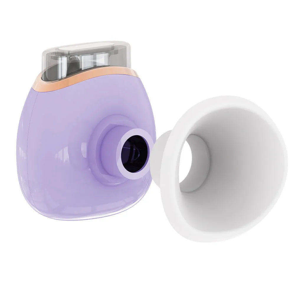 Portable eye humidifier device in purple colour with USB charging cable for dry eye relief