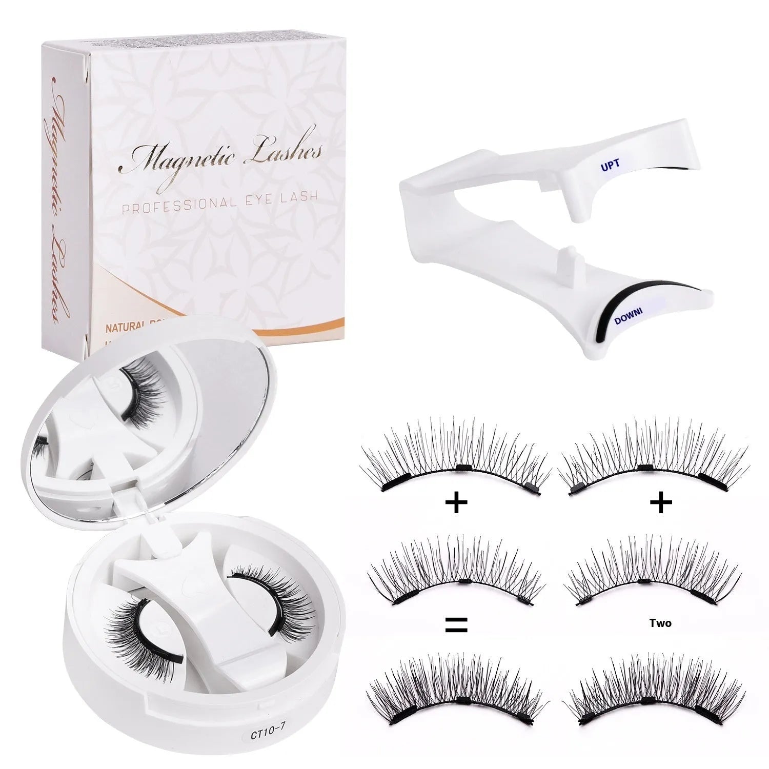 Magnetic false eyelashes inside a portable integrated soap holder case.