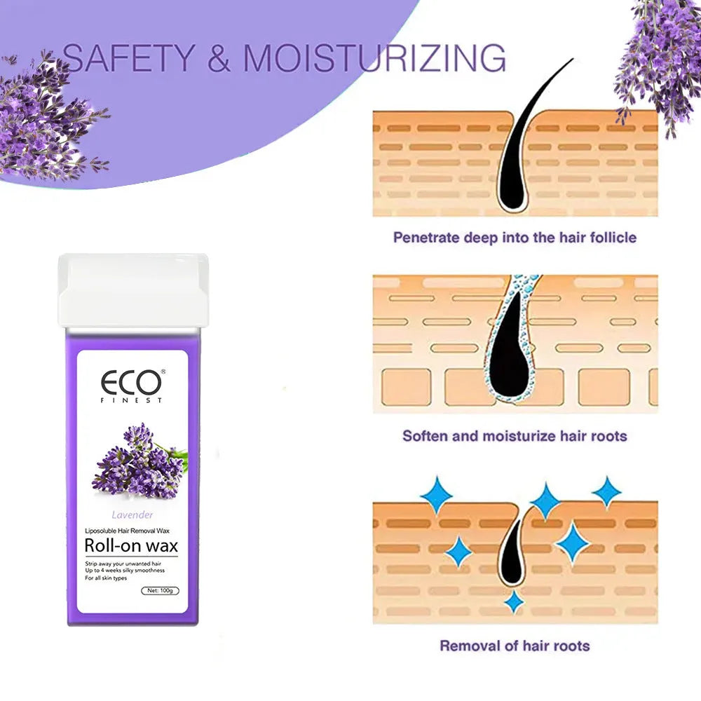 500g jar of lavender hair removal wax with applicator spatula for body and facial use