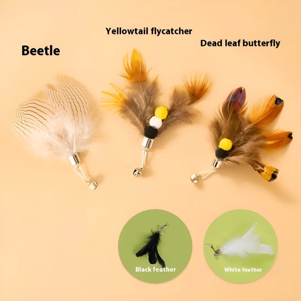 Three steel wire cat toy replacement heads with different flying insect designs