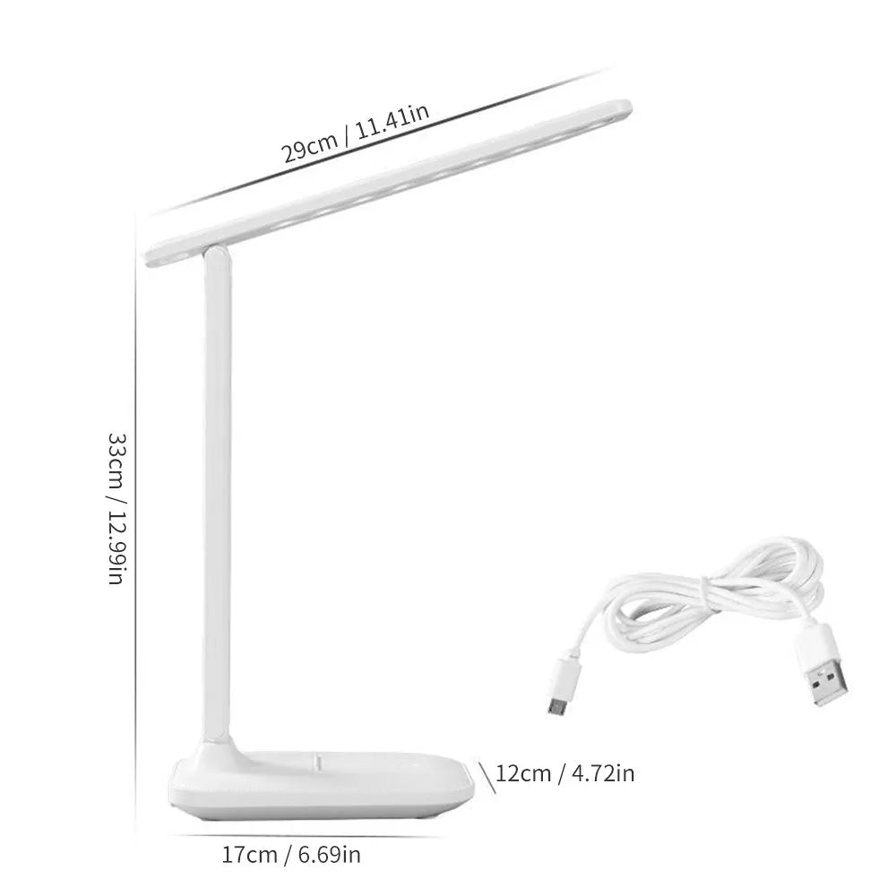 White children's bedside lamp with touch dimming controls and USB charging port