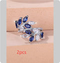 Adjustable copper leaf ring with horse eye design and zircon stones in multiple colour options