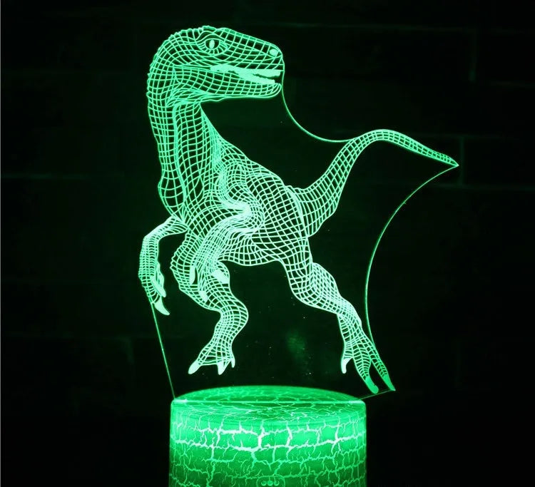 Dinosaur Touch Seven-color Night Light with USB power, acrylic shade, and touch switch