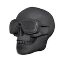 Skull-shaped wireless Bluetooth speaker with 10-hour battery in black, blue, gold, matte black, rose gold, or silver colours