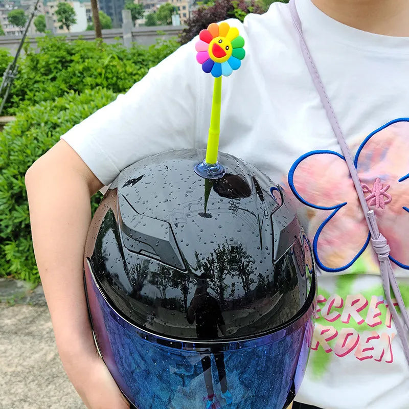 Silicone sunflower helmet decoration with suction cup base