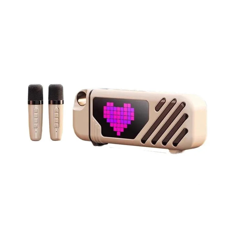 K18 Bluetooth speaker microphone set with lithium battery, 10W output, available in Pixel and Lyrics editions, Milky White and Blue colours