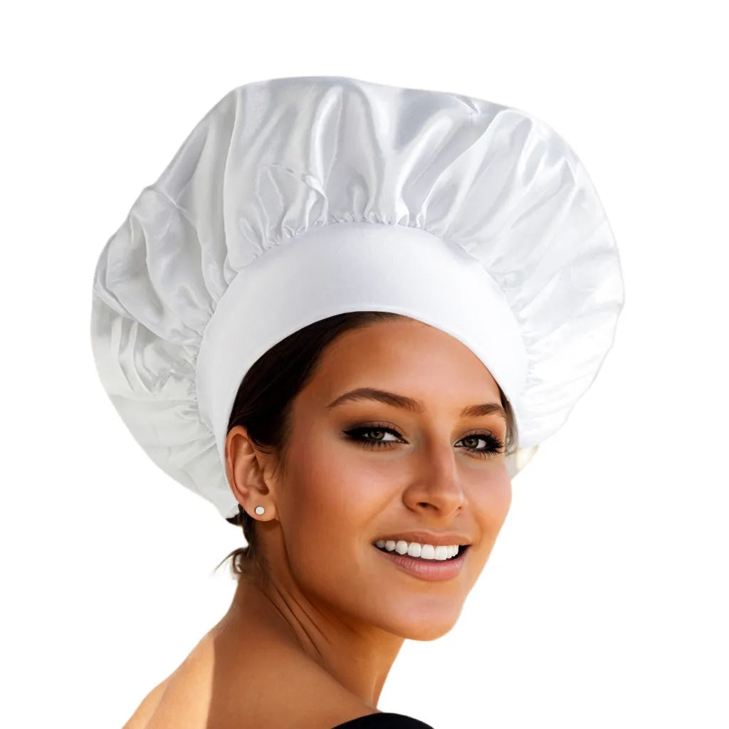 Wide-brimmed high elastic polyester headscarf for women, knitted tie-dye design, flat top crown, breathable sun protection cap