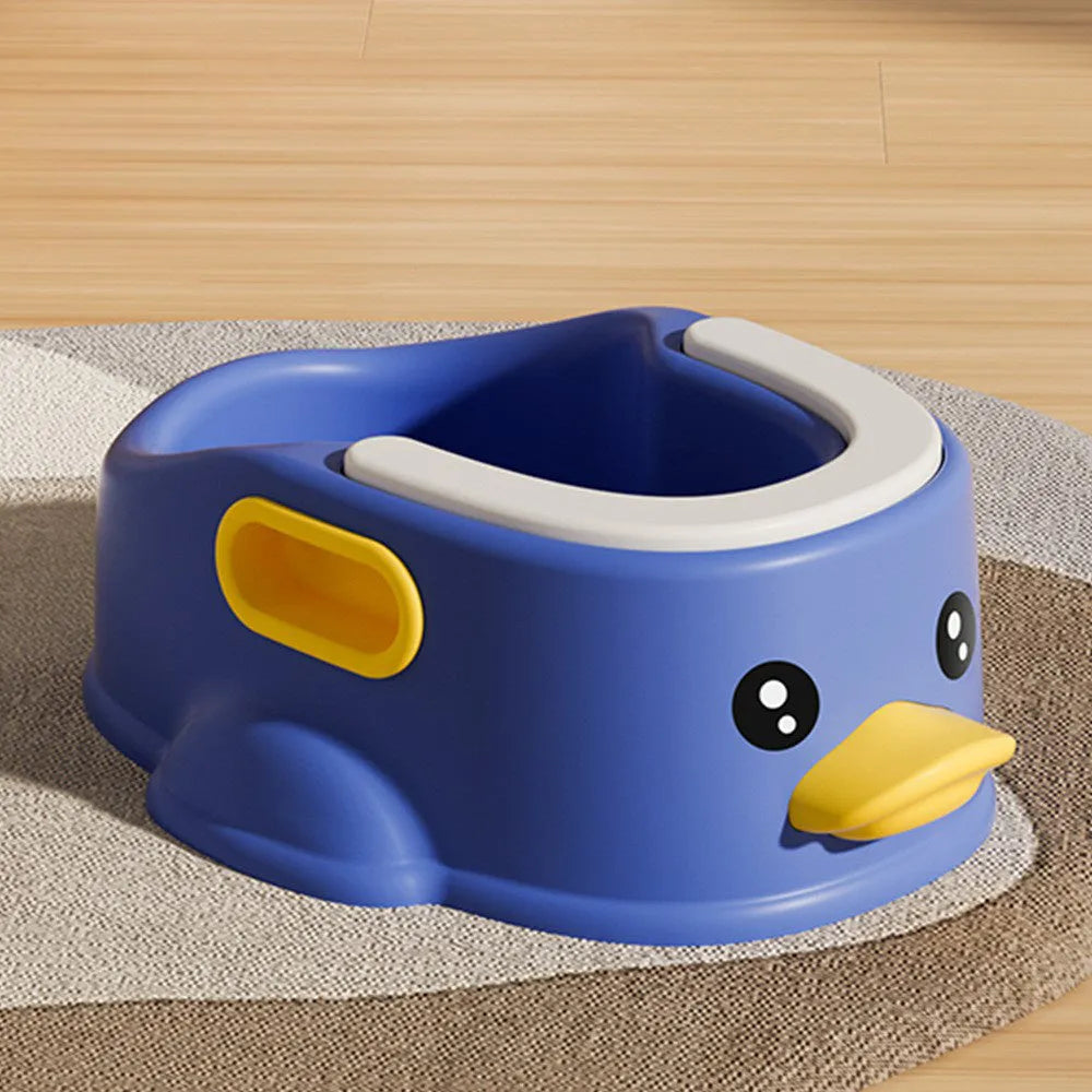 Blue PVC duck-shaped bath tub for washing small dogs and cats at home without electricity