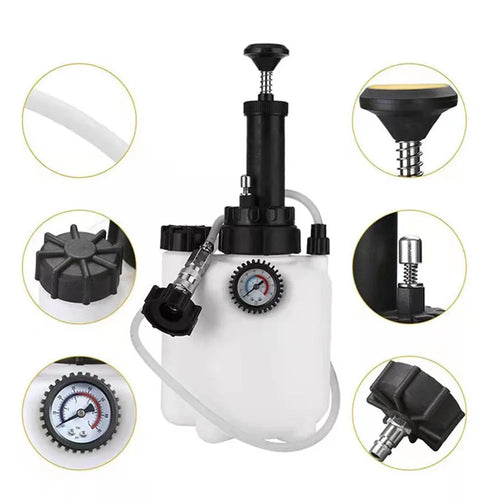 White 3-litre automobile brake oil tank replacement tool with copper and iron construction