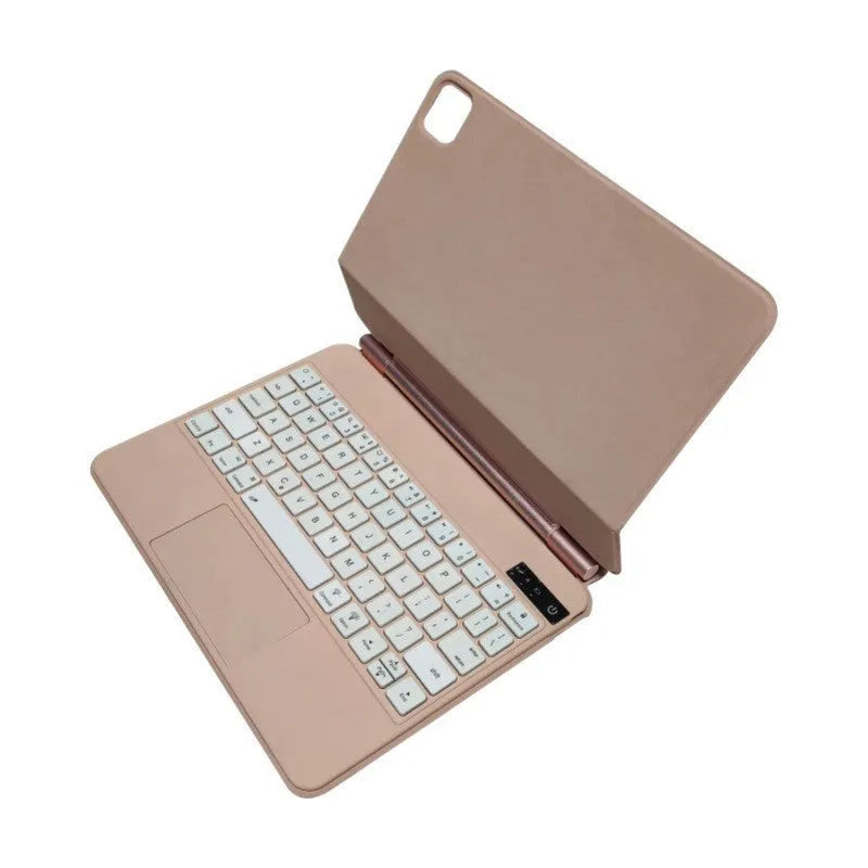 iPad wireless keyboard with magnetic protective cover in multiple colours showing Bluetooth connectivity