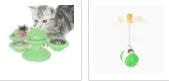 Cat rotating windmill toy with suction base on floor, two transparent bins, luminous ball, teeth grinding function, blue yellow green colour