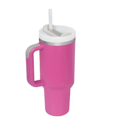 40 oz stainless steel insulated tumbler with handle and straw in multiple colours