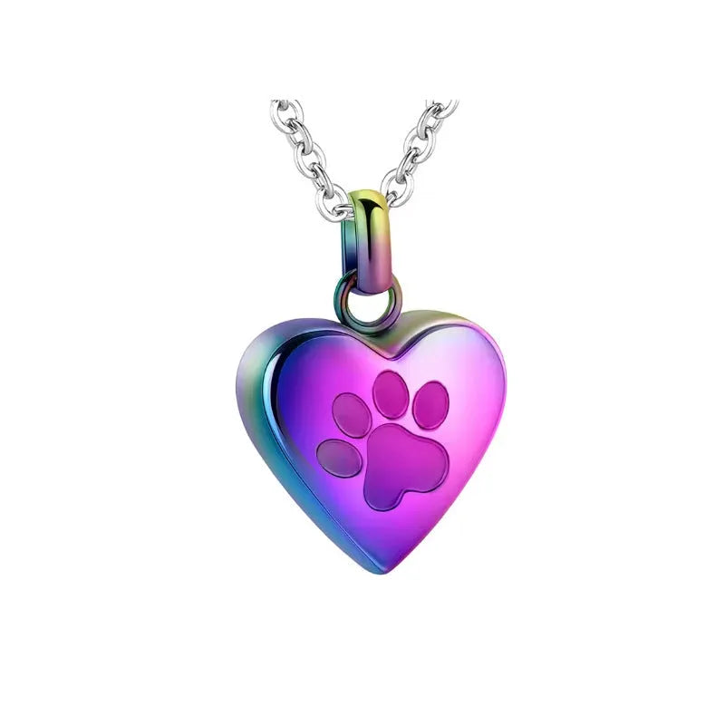 Simple openable heart casket necklace in titanium steel, shown on a chain.