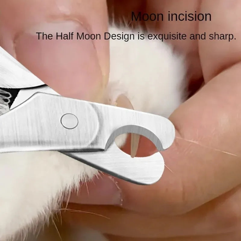 Silver professional pet nail clipper with safety guard for trimming dog and cat nails