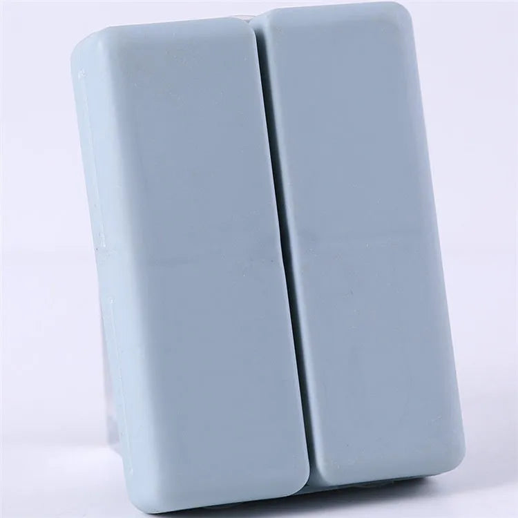 Four-color magnet 7-grid pill box in solid blue colour showing foldable covered design with seven compartments