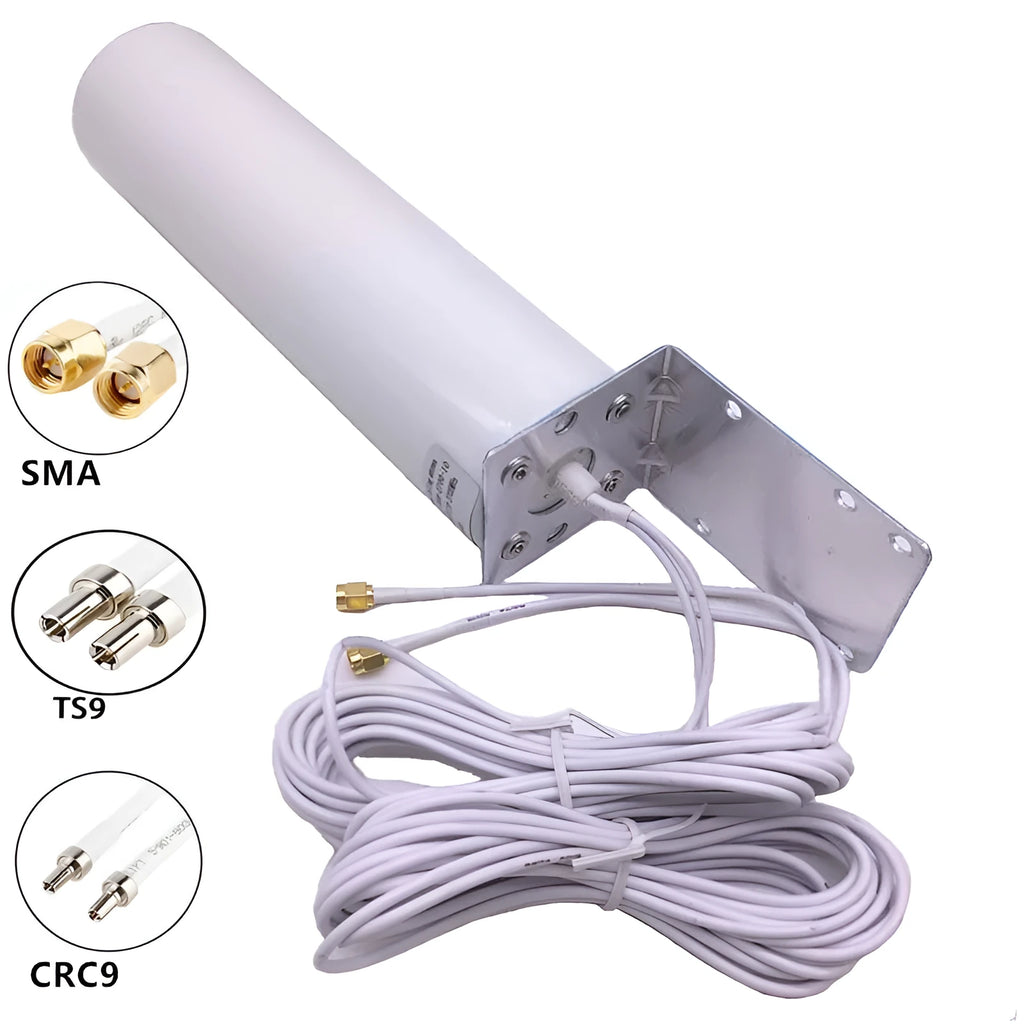 4G LTE router antenna with 12dBi gain for outdoor use, supports 698-960MHz and 1710-2700MHz bands