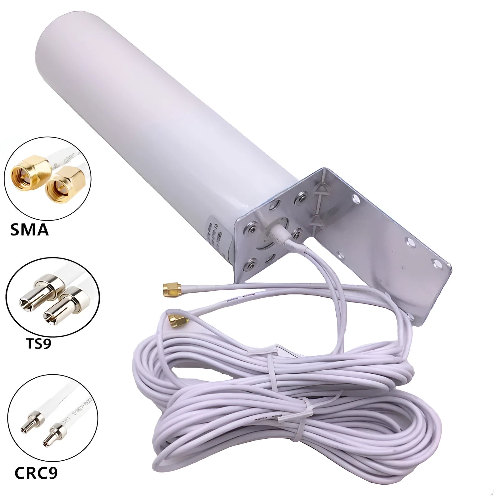 4G LTE router antenna with 12dBi gain for outdoor use, supports 698-960MHz and 1710-2700MHz bands