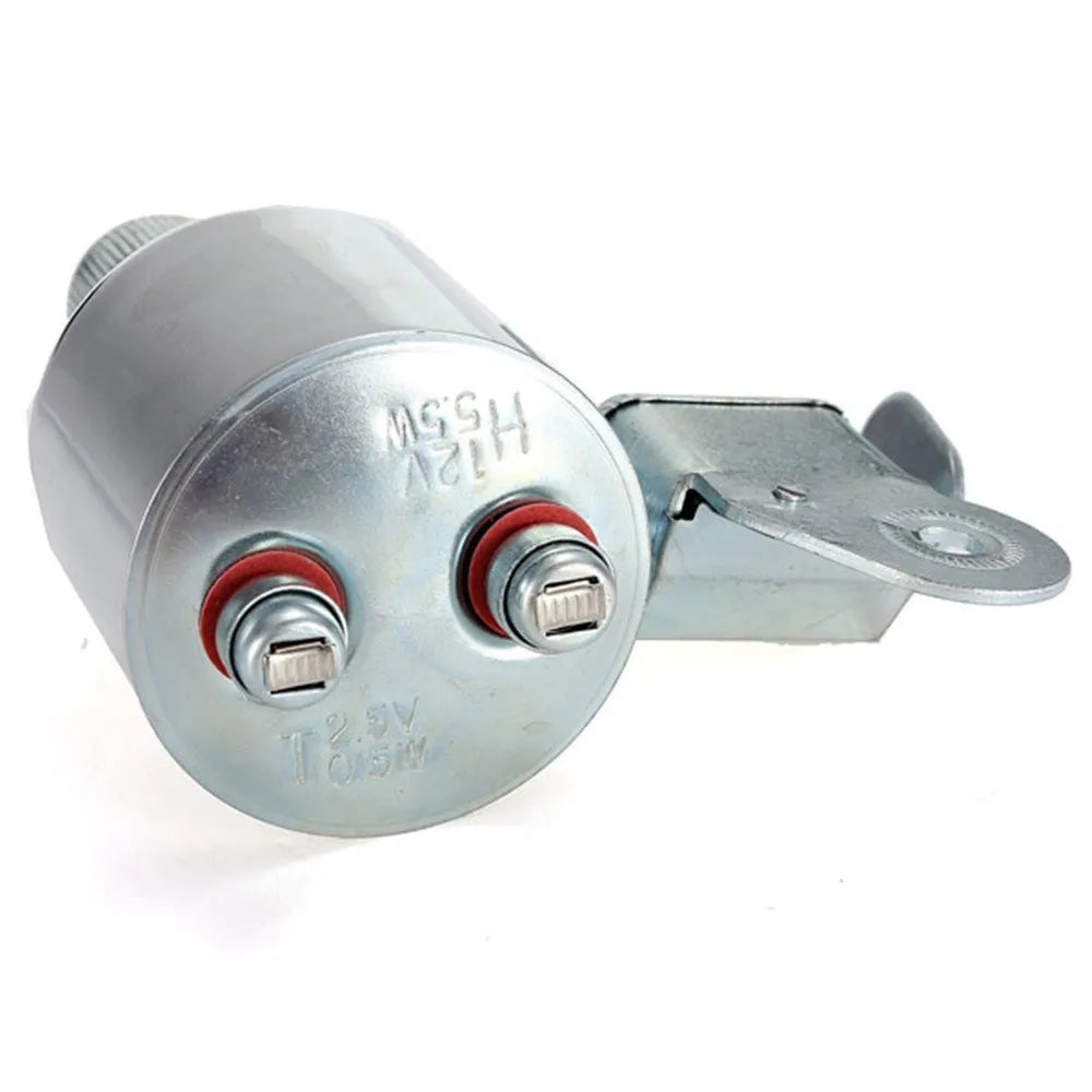 Silver bicycle dynamo generator light kit mounted on a bike frame with front and rear lights