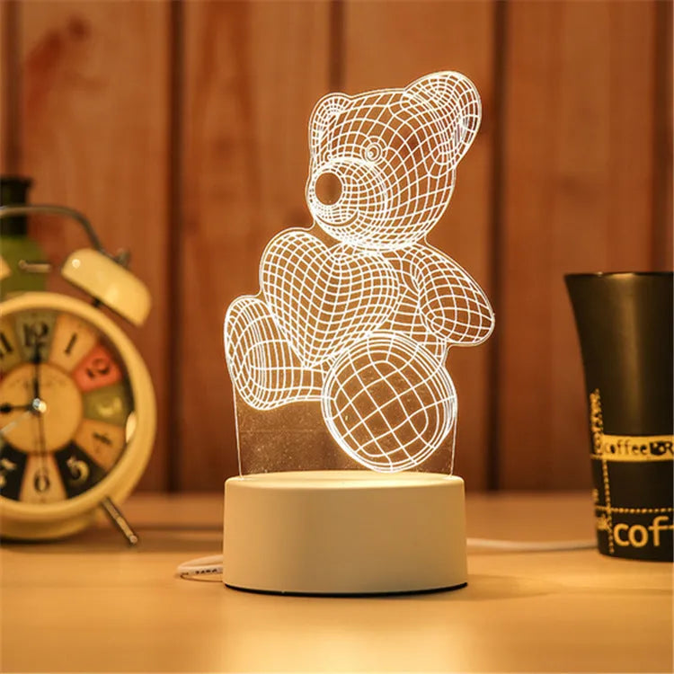 USB acrylic night light 4W touch control three colour temperatures bedside decoration 20x17.5cm