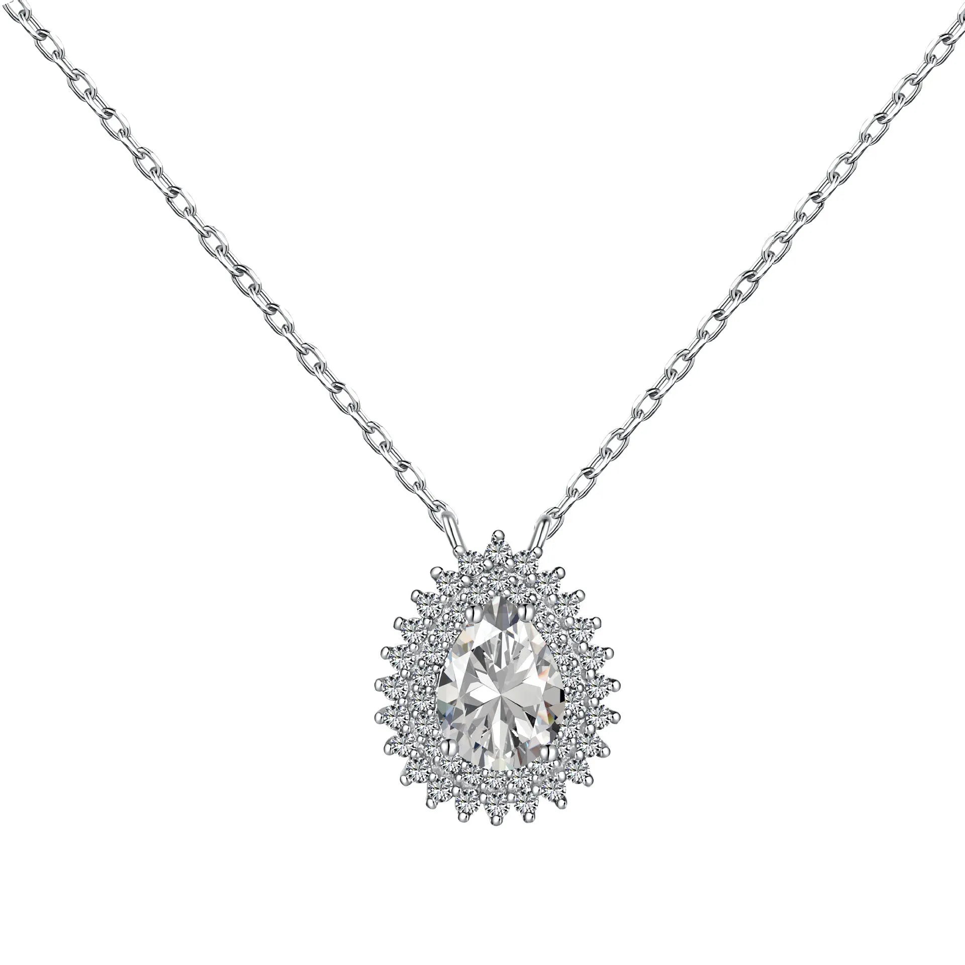 Sterling silver water droplet jewellery set necklace ring earrings golden white
