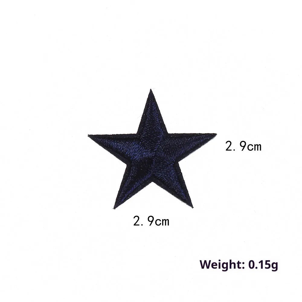 Colourful five-pointed star cloth embroidery labels for DIY clothing decoration.