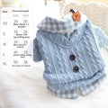 Blue wool plaid dog sweater with fleece lining shown in medium size on mannequin