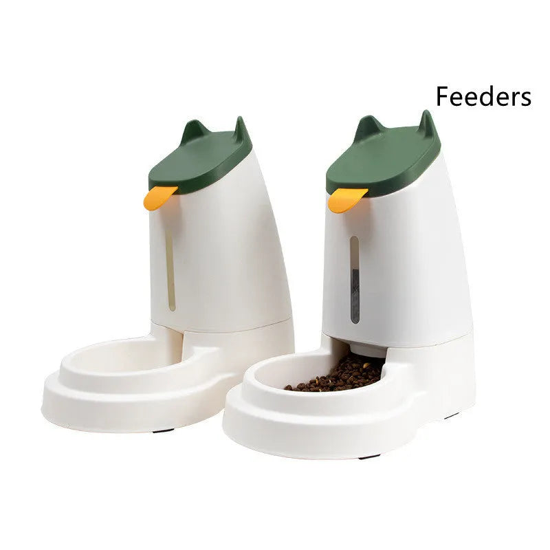 Large capacity plastic automatic pet feeder with water dispenser in grey black for cats and dogs home use