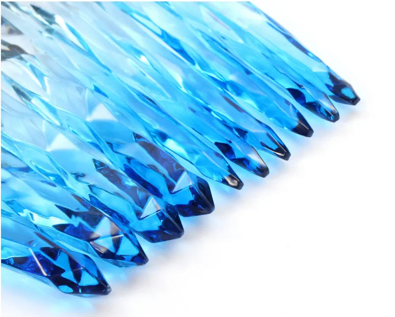 Set of 10 clear crystal diamond foundation brushes with synthetic bristles in a choice of handle colours.