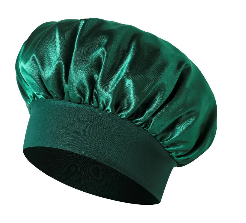 Wide-brimmed high elastic polyester headscarf for women, knitted tie-dye design, flat top crown, breathable sun protection cap
