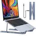Aluminium folding laptop stand with integrated 8-in-1 multi-interface docking hub