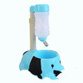 Rod lifting type adjustable pet drinking bowl in blue, pink, or yellow colours