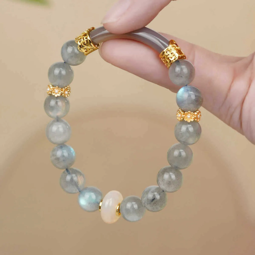 Emerald green Tian Shan Cui women's half bracelet with round national style elements