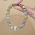 Emerald green Tian Shan Cui women's half bracelet with round national style elements