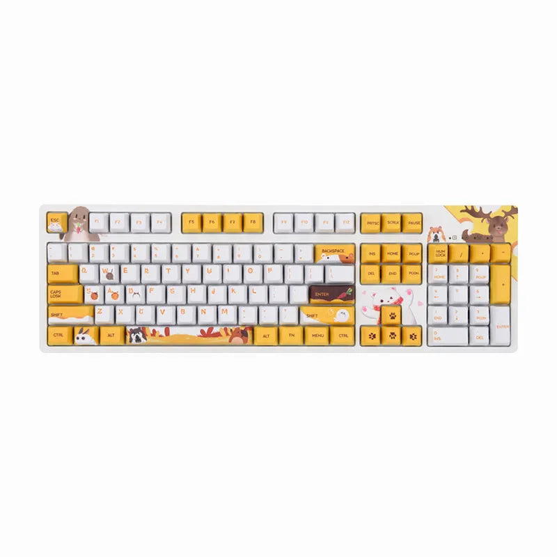 Black Jue Hairy wired mechanical keyboard with Cherry MX switches, 104 keys, PBT key caps, 1.8m cable