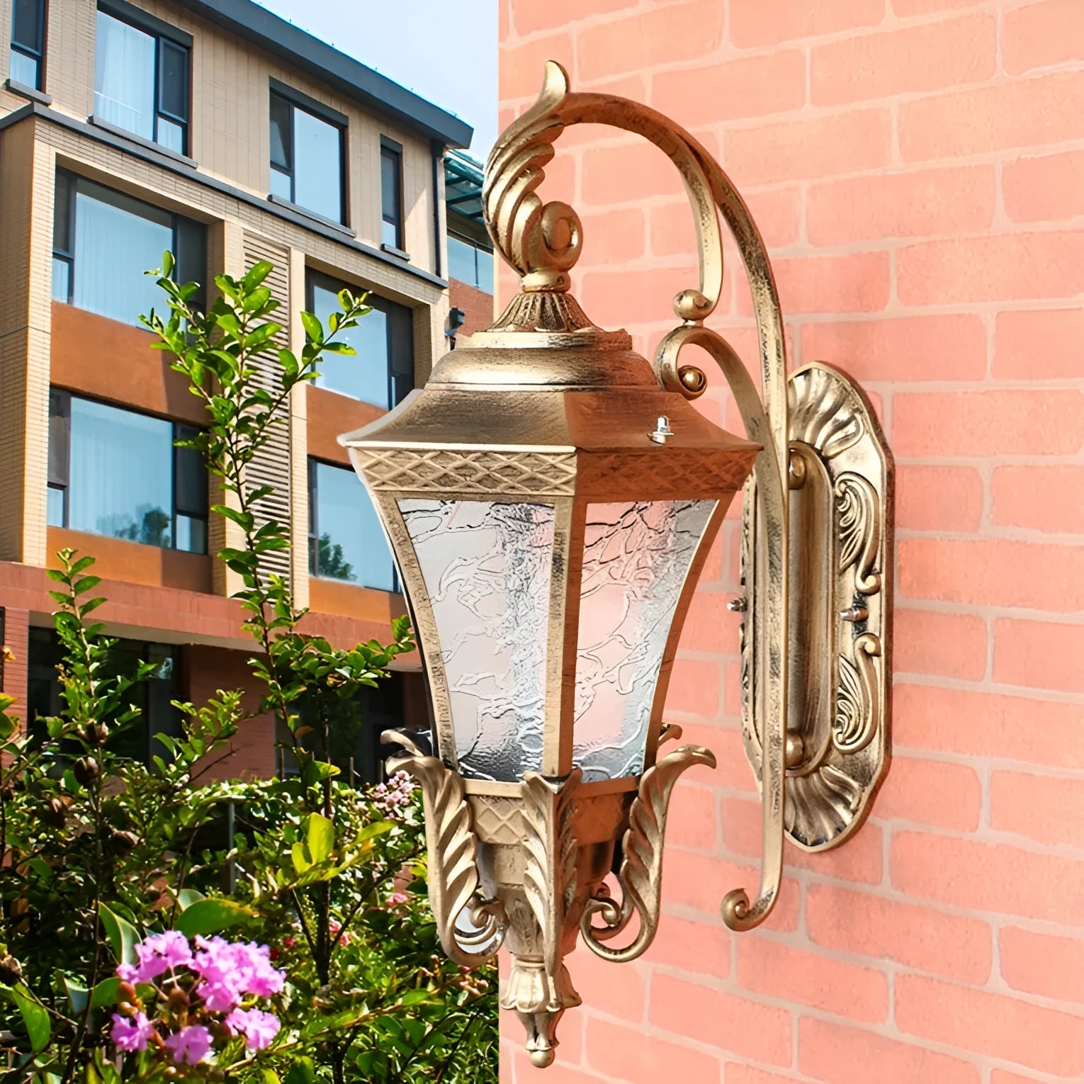European-style black outdoor solar wall lantern with remote control for courtyard lighting