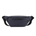 Outdoor casual waterproof nylon crossbody shoulder bag for men in black solid colour sewing line detail