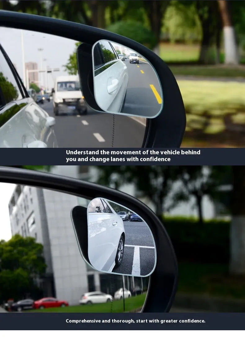 Small round frameless glass car rearview mirror pair for general fit