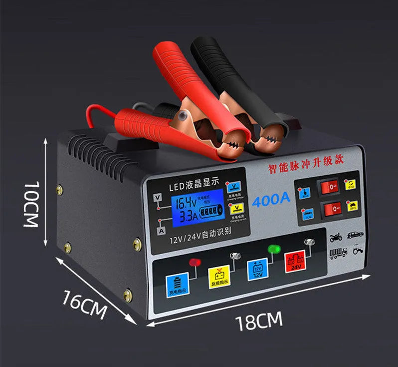 Liuxian 400A fully automatic truck battery fast charger in black casing with EU plug