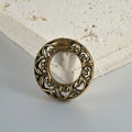 Retro heart-shaped hollow lotus magnetic earrings in antique silver or gold finish
