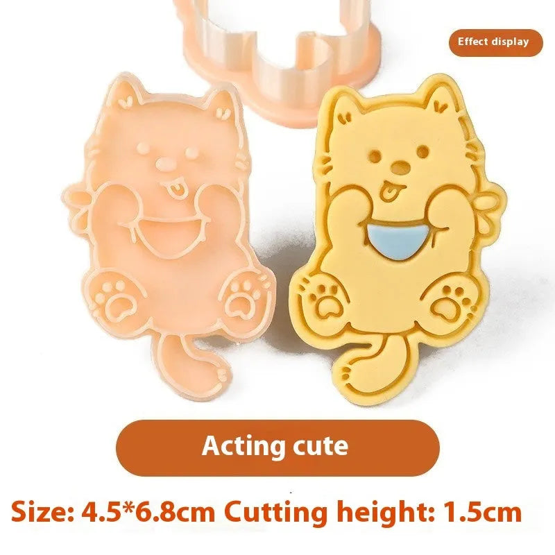 Plastic puppy biscuit mould with 3D cartoon designs for baking shaped treats