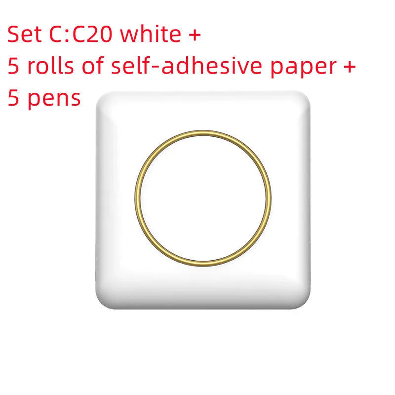 Mini C20 White thermal printer with Bluetooth and USB port, 80x80x35mm