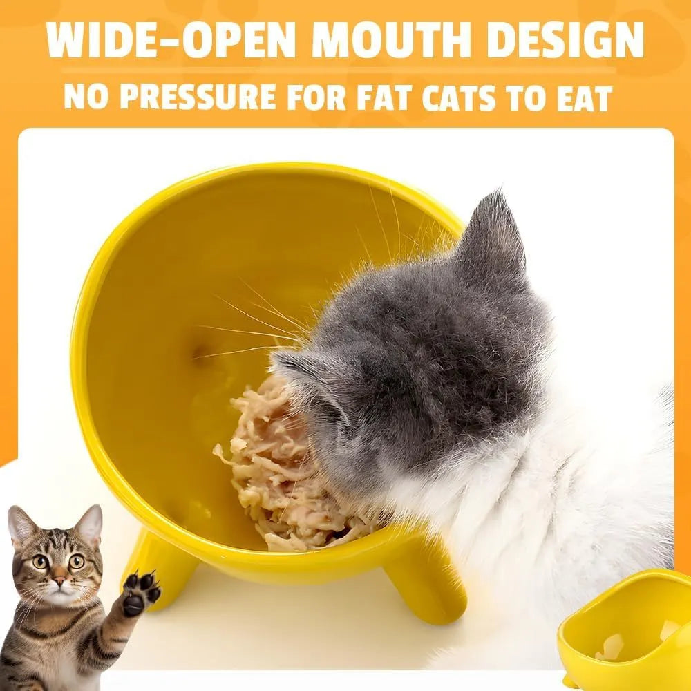 Green ceramic pet bowl with four legs and wide-mouth design for cats and small dogs