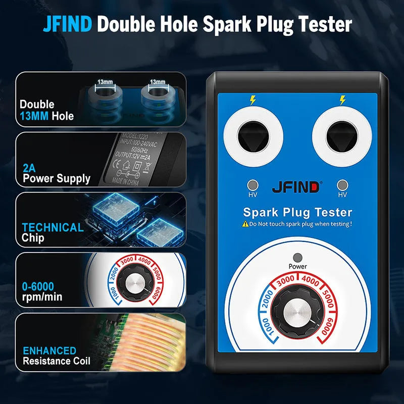 Car double-hole plug ignition system detector for spark plug fault diagnosis