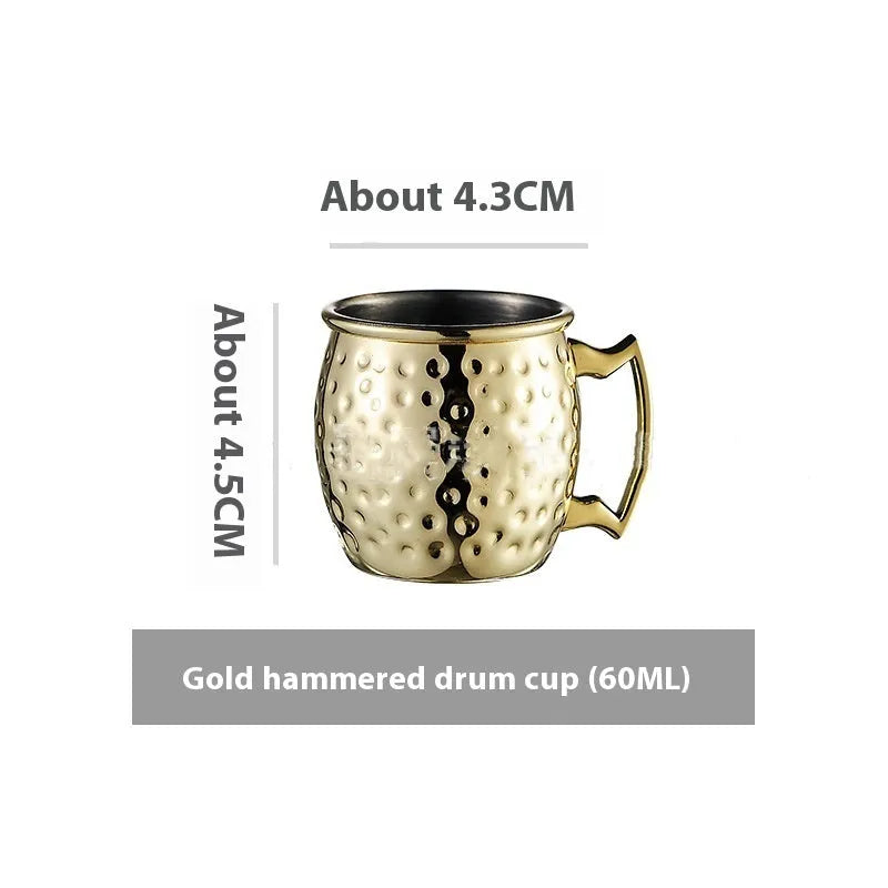 Copper plated stainless steel Moscow mule cup in a choice of hammered or smooth finish and multiple colours.