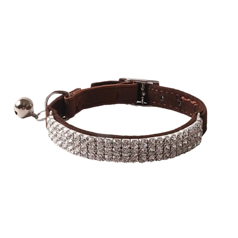 Adjustable elastic buckle cat collar in six colours with soft flocking material
