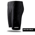Men's five-point anti-embarrassment swimming trunks in solid black quick-dry nylon