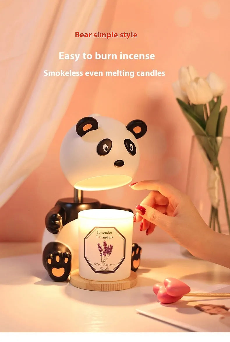 Panda shaped aromatherapy wax lamp with timer function as night light on table