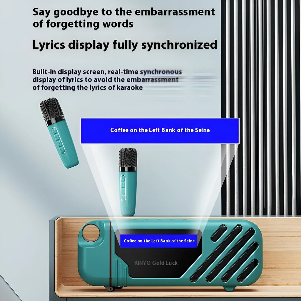 K18 Bluetooth speaker microphone set with lithium battery, 10W output, available in Pixel and Lyrics editions, Milky White and Blue colours
