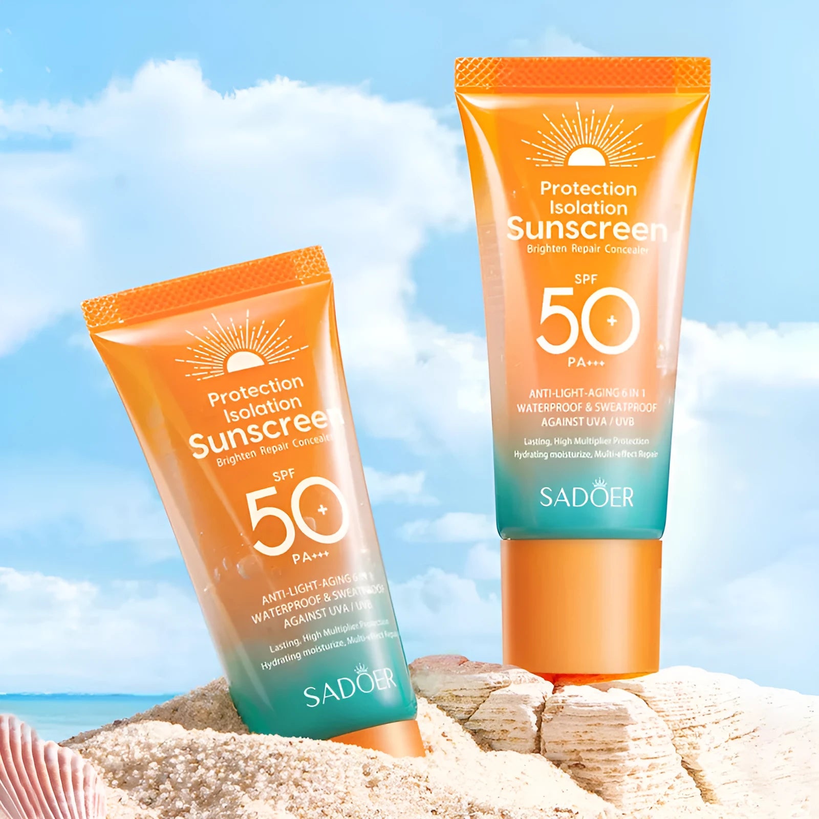 50g double tube sunscreen with makeup primer properties for general skin types