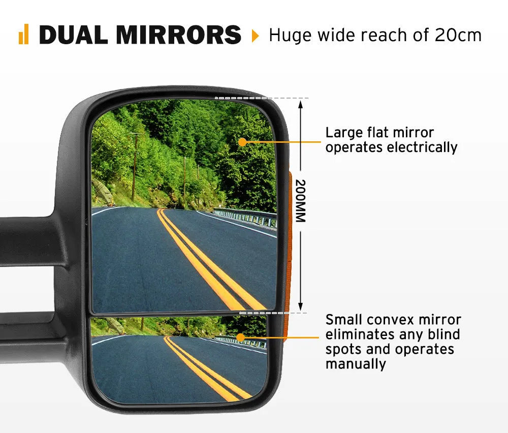 Black exterior electric rear view mirror for Nissan NP300 Navara D23 2015 onward models
